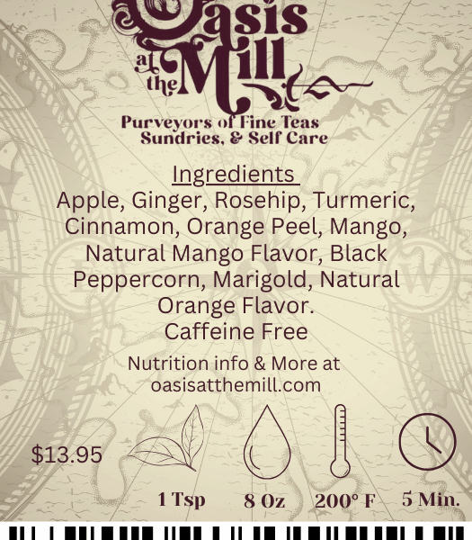 Apple Ginger Rosehip Turmeric Cinnamon Orange Mango Blackpeppercorn Marigold Norange Caffeinefree 2oz