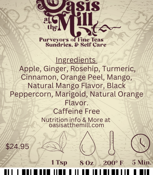 Apple Ginger Rosehip Turmeric Cinnamon Orange Mango Blackpeppercorn Marigold Norange Caffeinefree 4oz