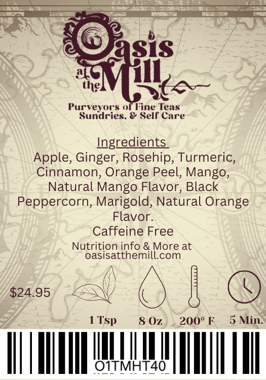 Apple Ginger Rosehip Turmeric Cinnamon Orange Mango Blackpeppercorn Marigold Norange Caffeinefree 4oz