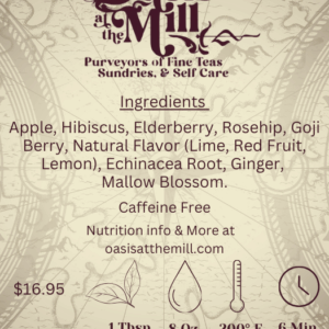 Apple Hibiscus Elberberry Rosehip Gojiberry Limeredfruitlemon Echinacearoot Ginger Mallowblossom 2oz