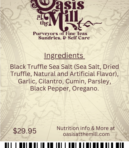 Blacktruffleseasalt Garlic Cilantro Cumin Parsley Blackpepper Oregano 4oz