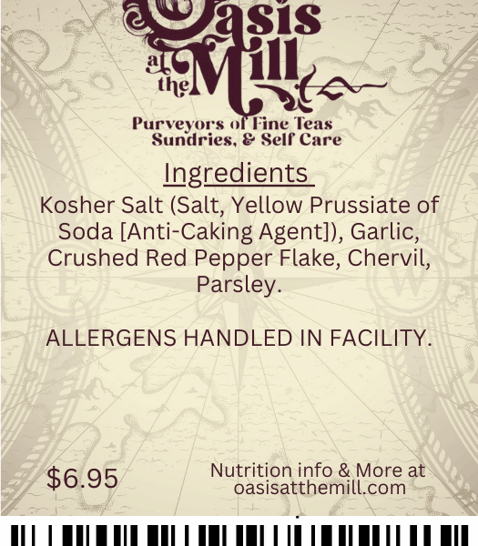 Koshersalt Garlic Crushedredpepperflake Chervil Parsley 1oz