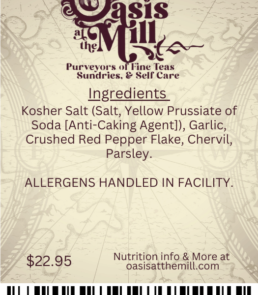 Koshersalt Garlic Crushedredpepperflake Chervil Parsley 4oz
