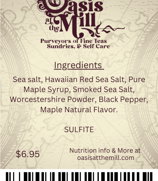 Seasalt Hawaiianredseasalt Puremaplesyrup Smokedseasalt Worcestershirepowder Blackpepper Maplenaturalflavor 1.5oz