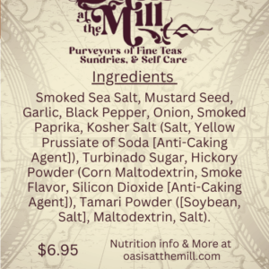 Smokedseasalt Mustardseed Garlic Blackpepper Onion Smokedpaprika Koshersalt Turbinadosugar Hickorypowder Tamaripowder 1oz
