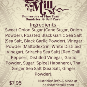 Sweetionionsugar Roastedblackgarlicseasalt Vinegarpowder Srirachaseasalt Thai Ginger Sea Salt 1.5oz