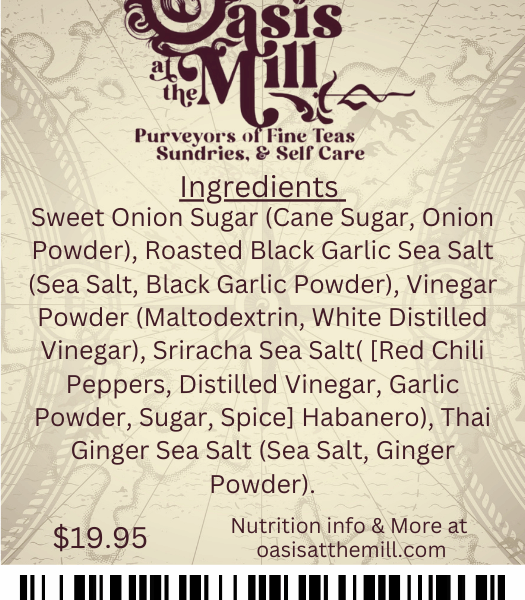 Sweetoniosugar Roastedblackgarlicseasalt Vinegarpowder Srirachaseasalt Thaigingerseasalt 4.5oz